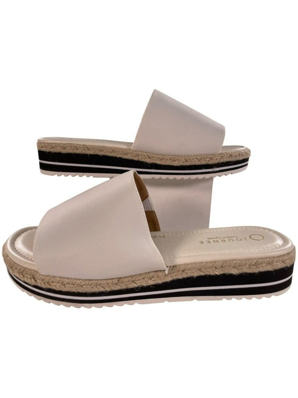 Journee Rosey Espadrille White Platform Sandals Summer Comfy Women's Size 12 NEW